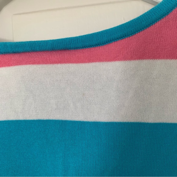 VTG Lizsport Liz Claiborne 80s 90s multi color stripe shirt Large Medium - Picture 4 of 6